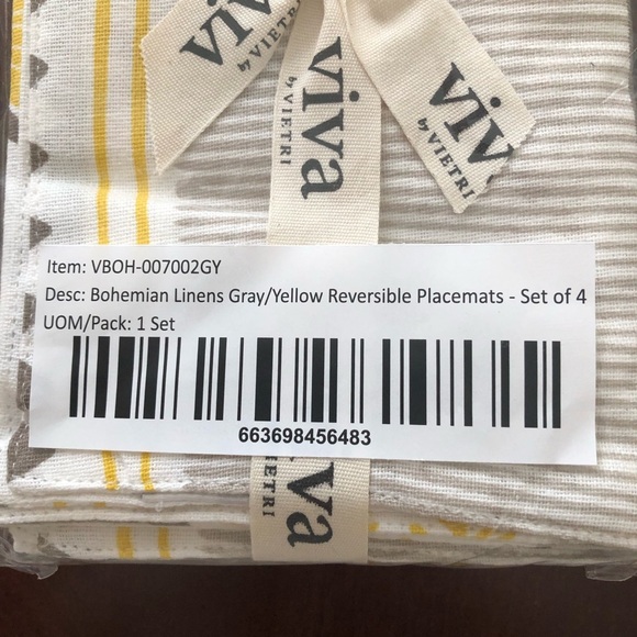NIP Set of 8 each - Vietri Bohemian Gray/Yellow Napkins & Placements - Picture 5 of 11